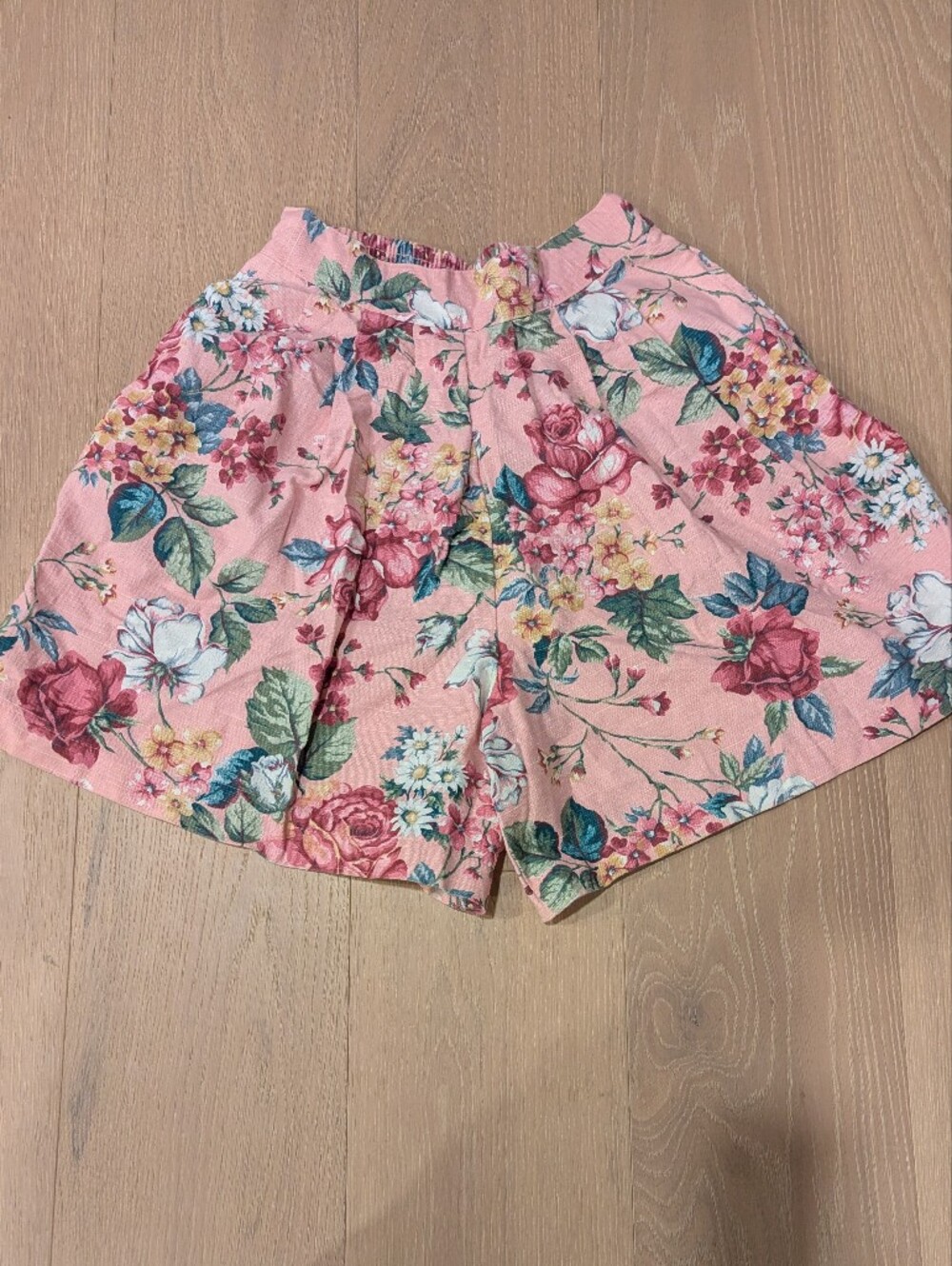 Vintage Pink Floral High-Waist Cottage Core Shorts